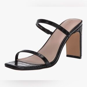 THE DROP || Avery Chic Black Croc-Embossed Heeled Sandals. Sz. 9.5
